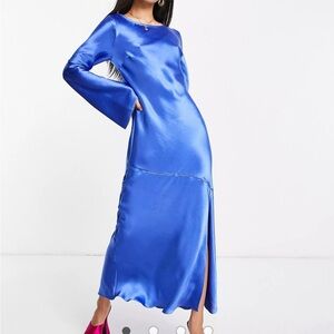 Top Shop Elegant Blue Satin Dress